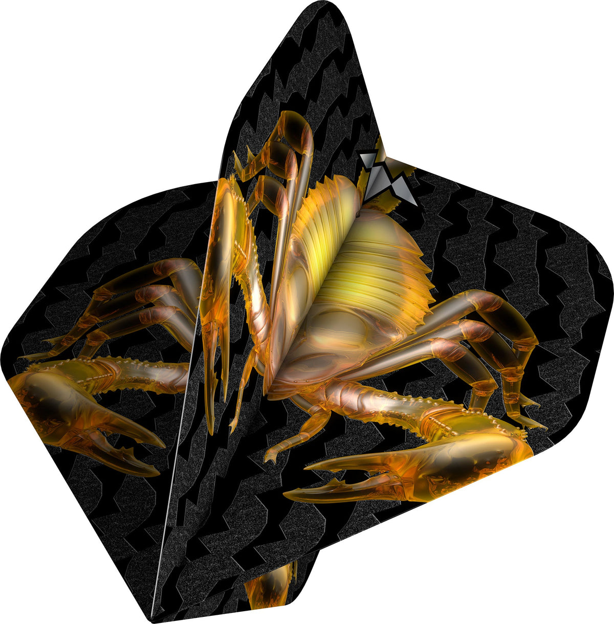 Ailettes Mission Solo Scorpion Standard No2 jaune et noir – vue en volume, ailette pliée