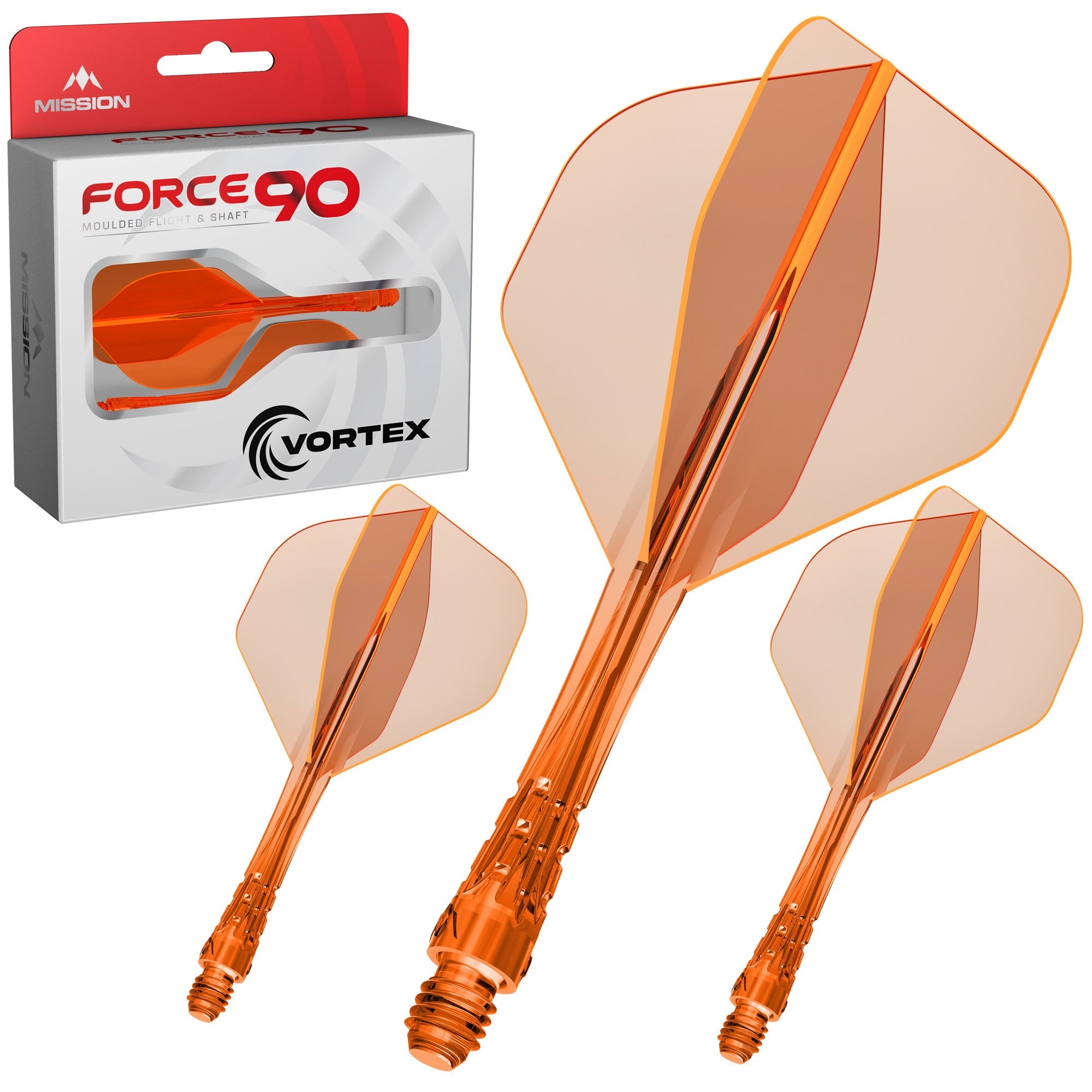 Ailettes et tiges Mission Force Vortex No2 - Orange fluo transparent - Short - photo 2