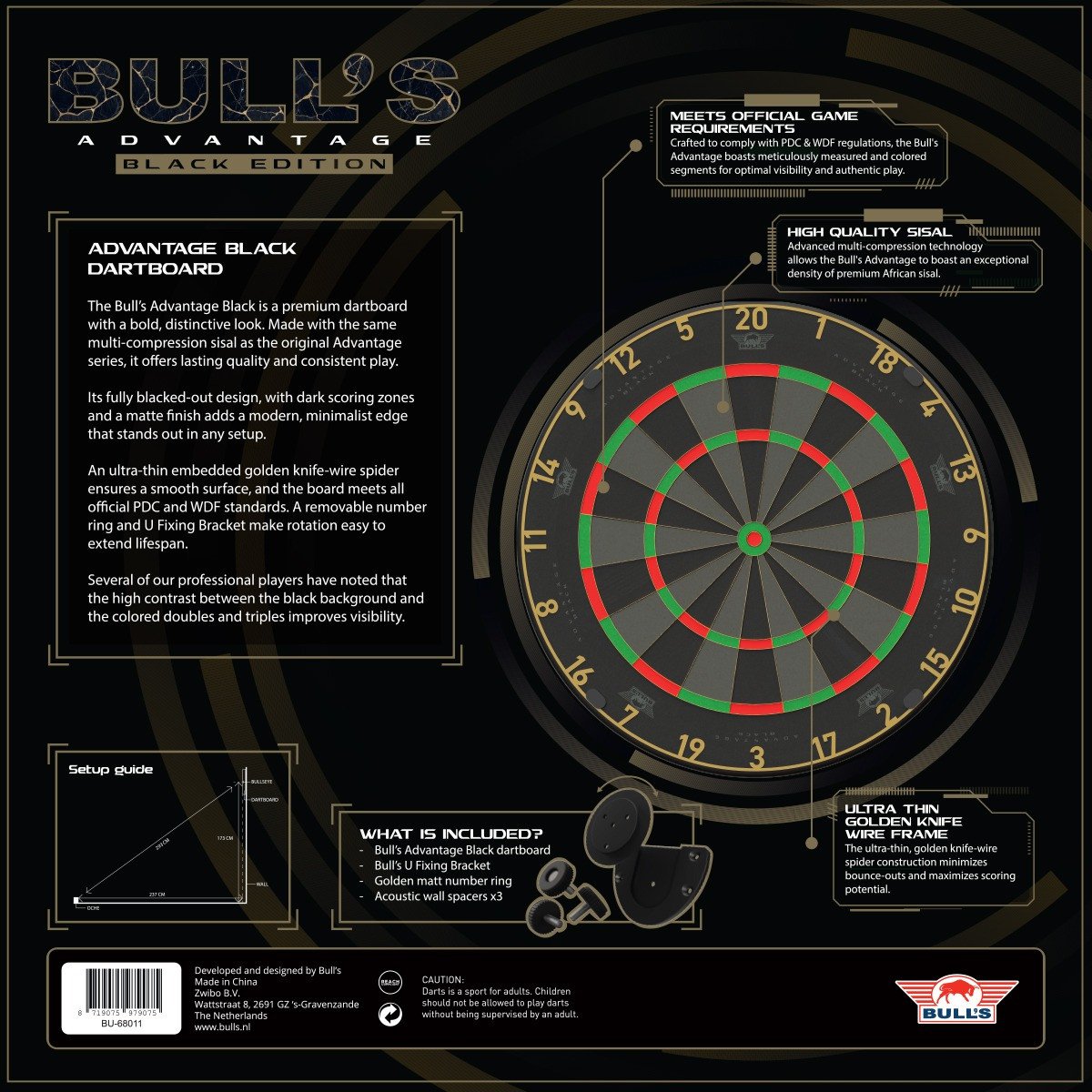 Caractéristiques de la cible Bull's Advantage Black Edition