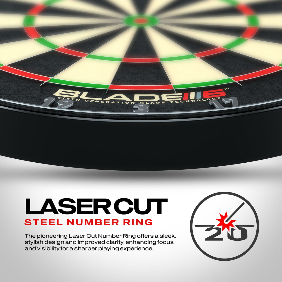 Anneau de chiffres découpé au laser, cible Winmau Blade 6 Triple Core