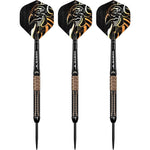 Les 3 fléchettes Mission Horus 21g montées avec leurs ailettes Horus