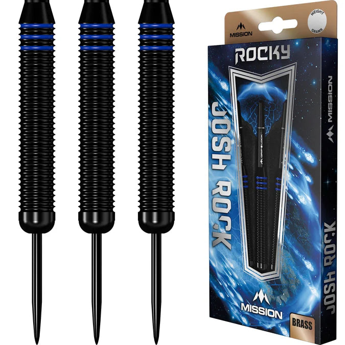 Fléchettes acier Mission Josh Rock Brass Rocky laiton - Noir et Bleu 22g