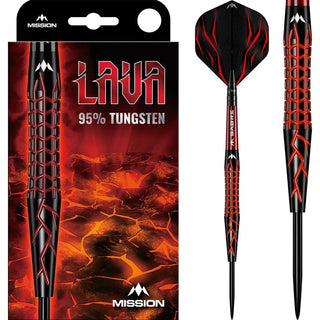 Fléchettes acier Mission Lava 95% tungstène - Rouge et Noir 24g