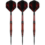 Fléchettes acier Mission Lava 95% tungstène - Rouge et Noir 22g