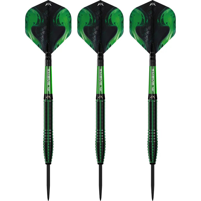 Fléchettes acier Mission Venom 90% tungstène - Vert et Noir 23g