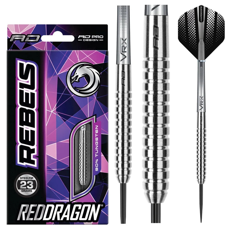 Fléchettes Acier Red Dragon Rebel 90 % Tungstène – 23 g