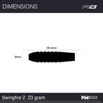Fléchettes Red Dragon Swingfire 2 23 g – dimensions du fût