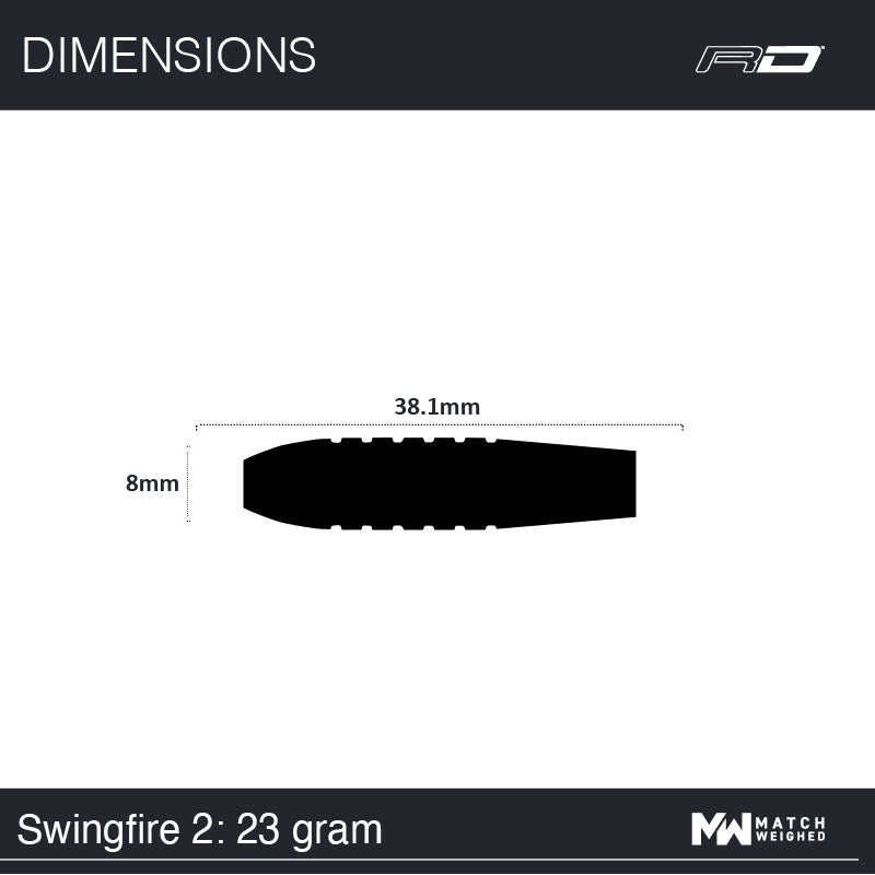 Fléchettes Red Dragon Swingfire 2 23 g – dimensions du fût