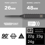 Fléchettes acier Target Swiss Point Bolide Void 02  90% - Noir et jaune 23g