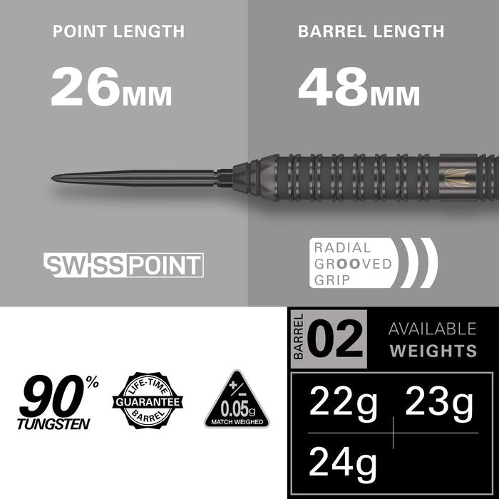 Fléchettes acier Target Swiss Point Bolide Void 02  90% - Noir et jaune 23g
