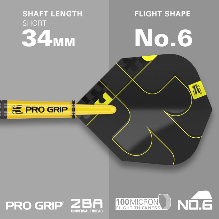 Fléchettes acier Target Swiss Point Bolide Void 02  90% - Noir et jaune 23g