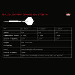 Fiche technique des fléchettes Bull's Lightning Orange