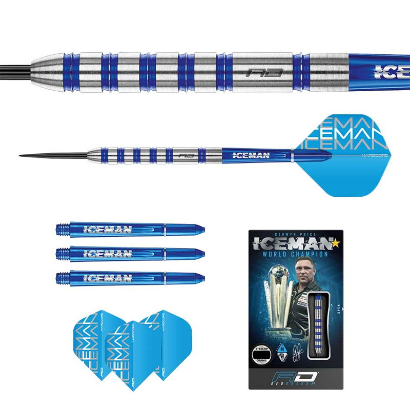 Fléchettes Gerwyn Price Iceman Challenger 80 % Tungstène 23 g