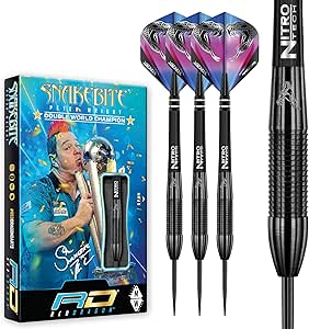 Fléchettes Peter Wright Snakebite 3 Noires 90 % Tungstène 22 g