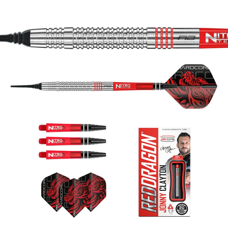 Fléchettes Plastique Red Dragon Jonny Clayton Original 90 % Tungstène – 20 g