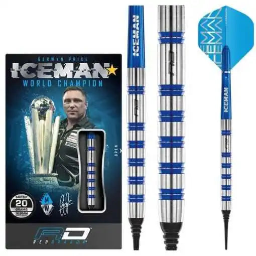Fléchettes Soft Gerwyn Price Iceman Challenger 80 % Tungstène 20 g