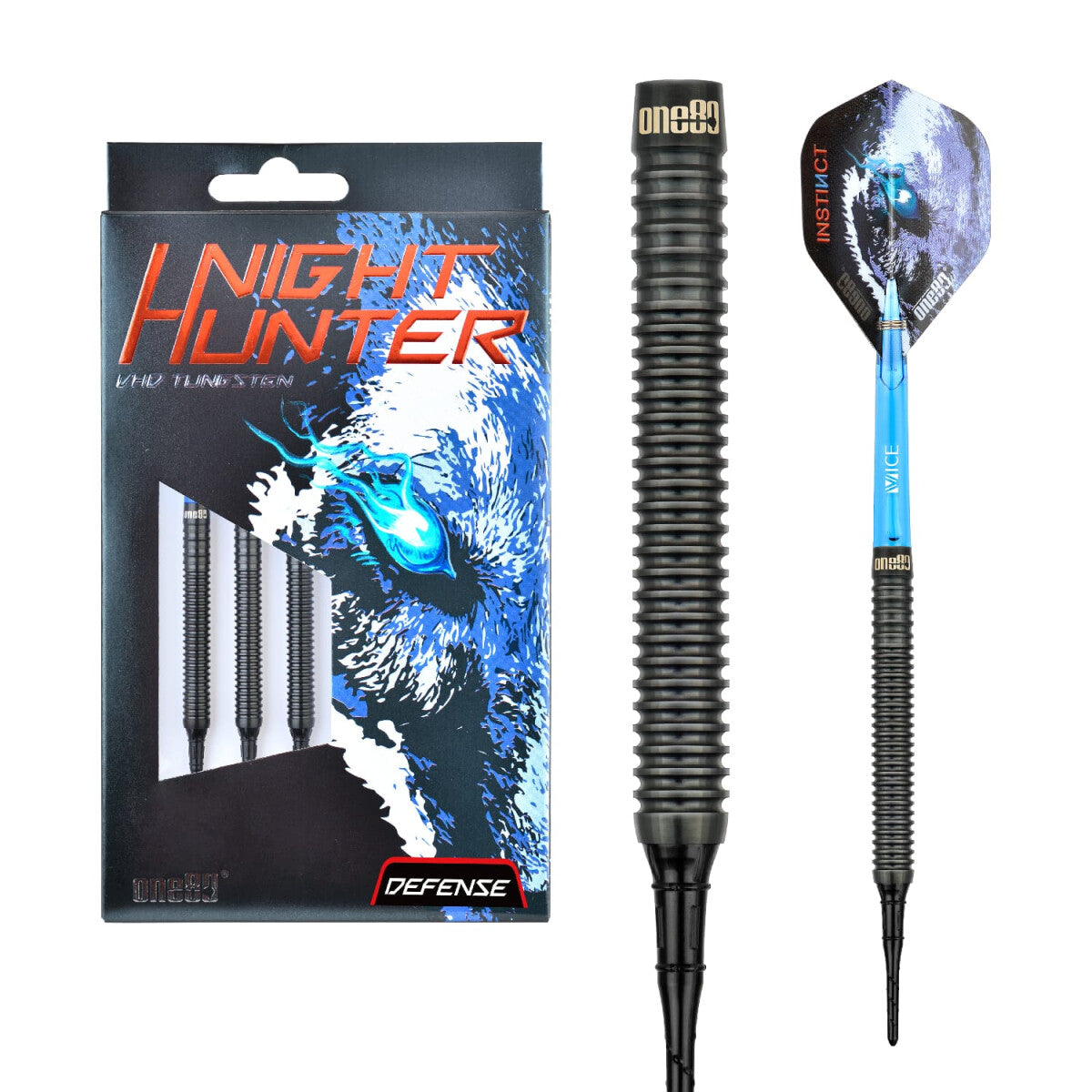 Fléchettes soft One80 Night Hunter Defense 18 g noires avec leur boîte