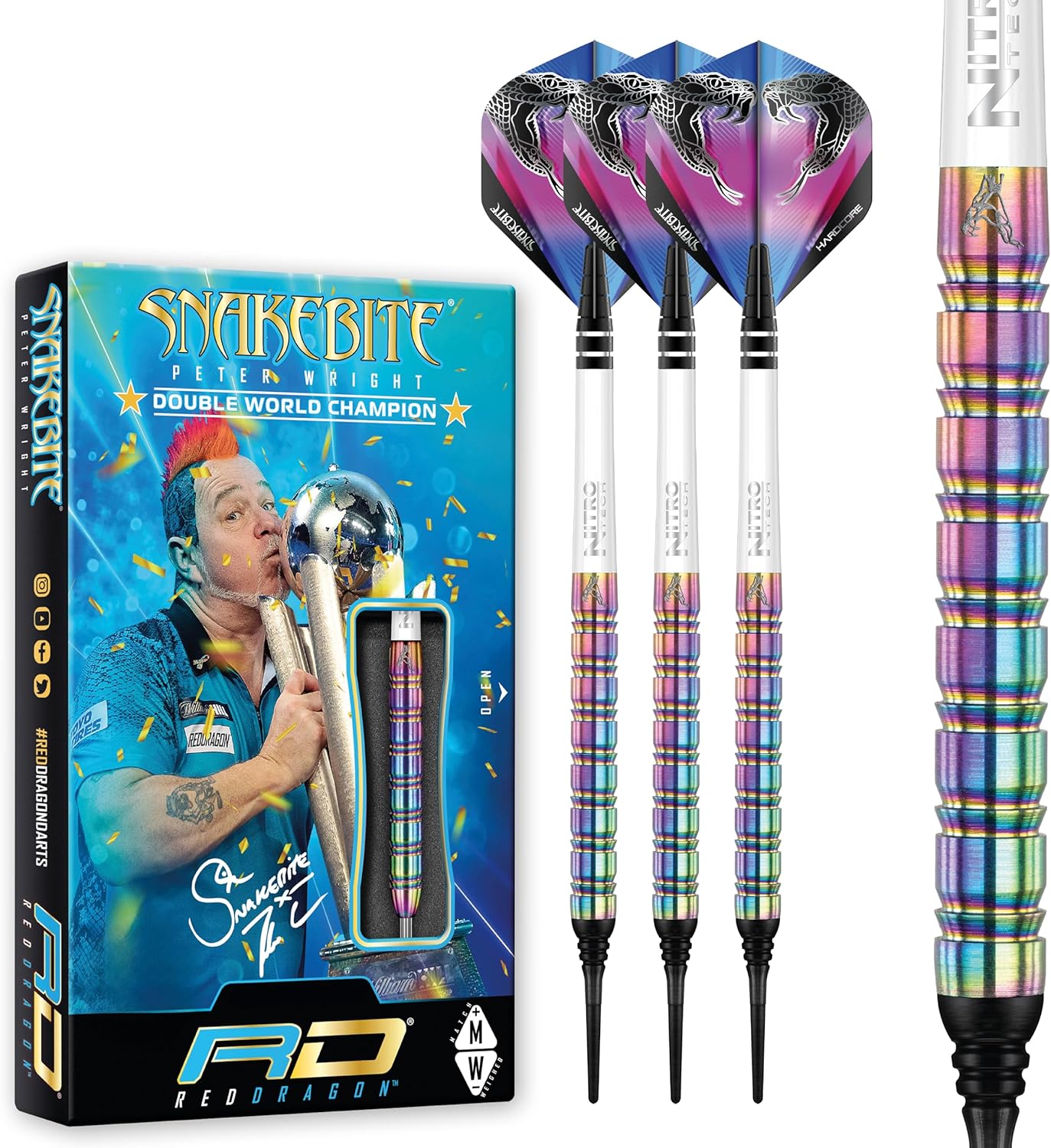 Fléchettes Soft Peter Wright Snakebite 1 85 % Tungstène 18 g