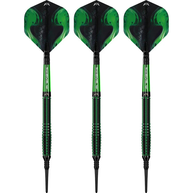Fléchettes soft tip Mission Venom 90% tungstène - Vert et Noir 20g