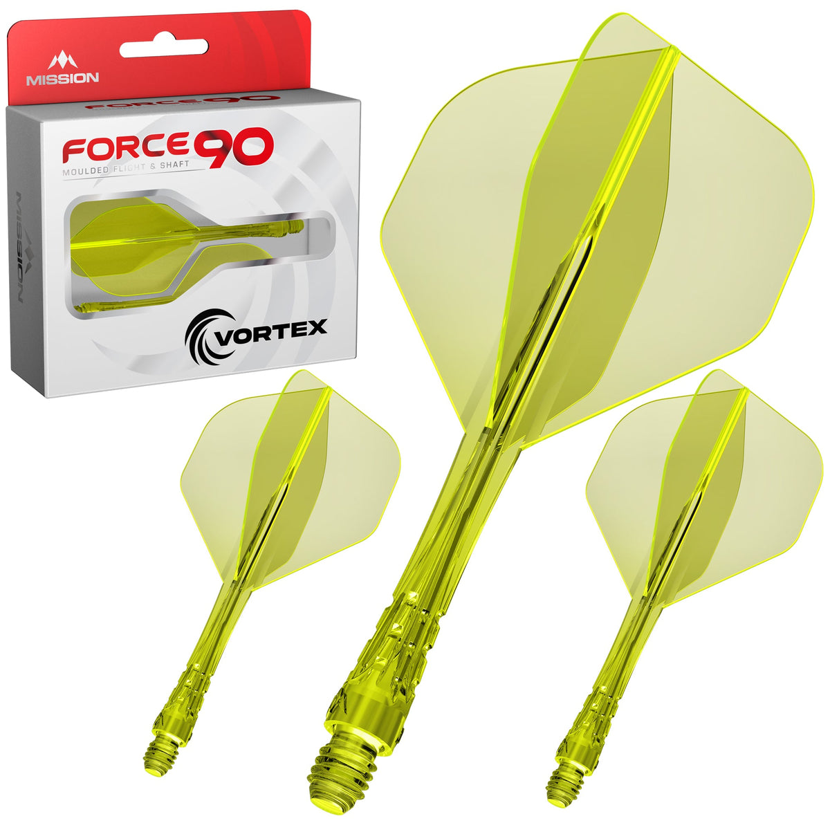 Mission Force 90 Vortex Jaune fluo transparent No.2 Medium 34,3 mm - système ailette et tige Mission