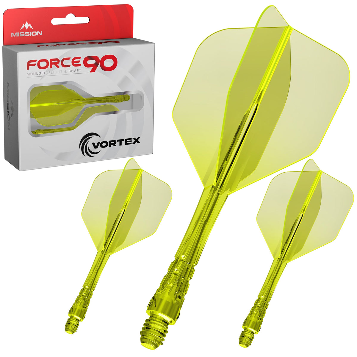 Mission Force 90 Vortex Jaune fluo transparent No.6 Short 22,2 mm - système ailette et tige Mission