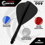 Ailettes et tiges Mission Force 90 Vortex Kite noir Short – détails techniques de la forme