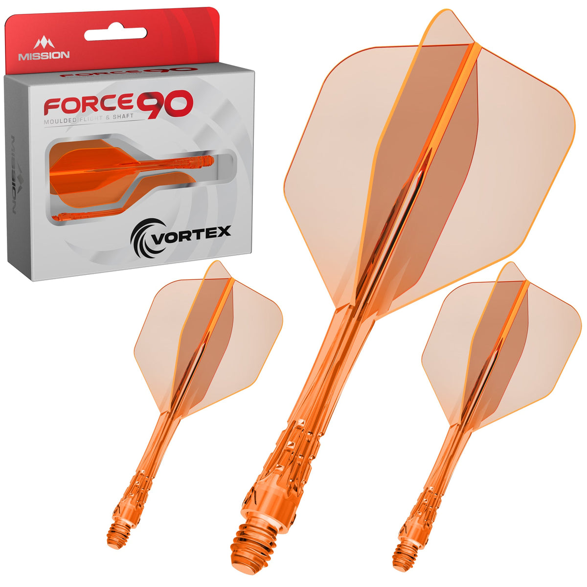 Mission Force 90 Vortex Orange fluo transparent No.6 Medium 34,3 mm - système ailette et tige Mission
