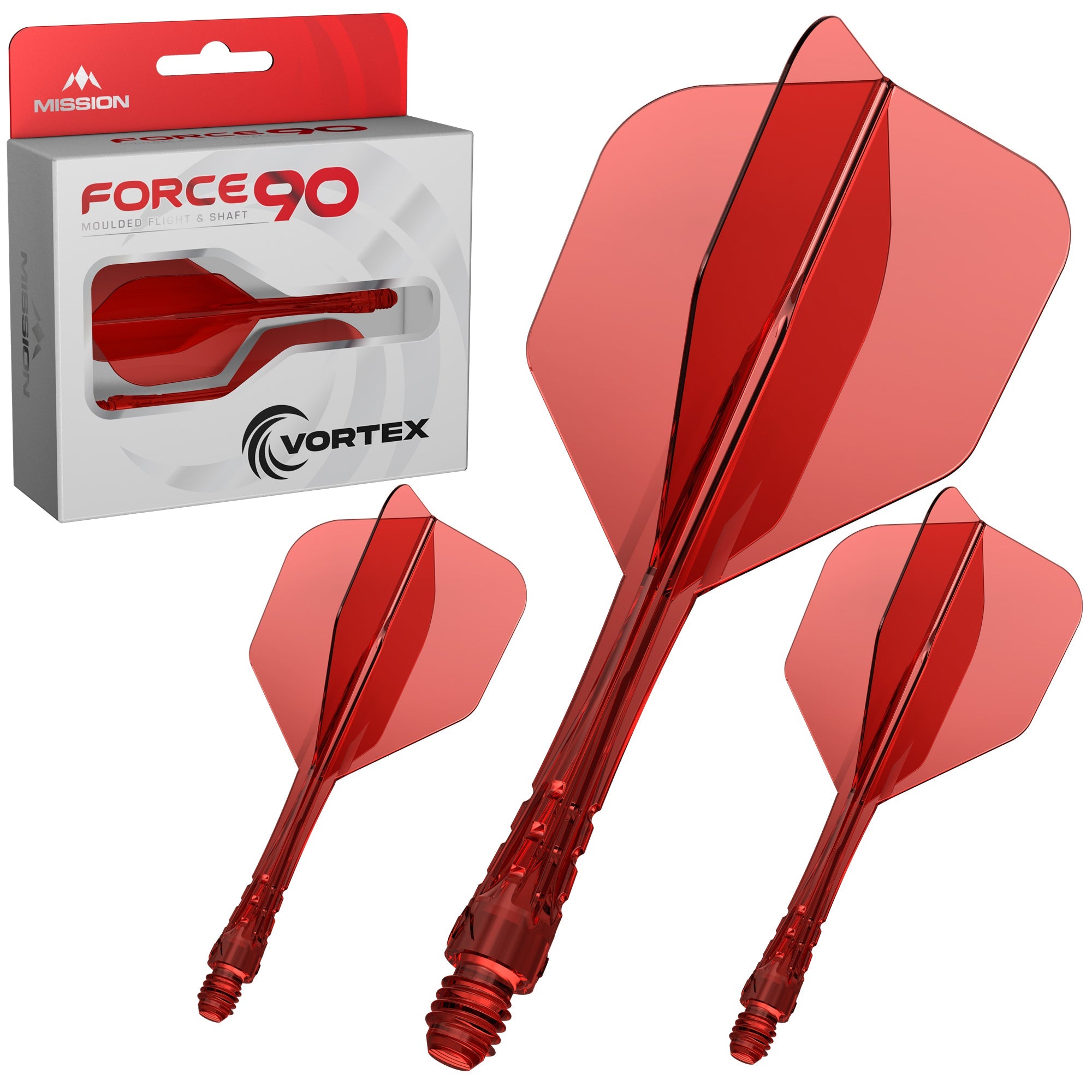 Mission Force 90 Vortex Rouge transparent No.6 Short 22,2 mm - système ailette et tige Mission