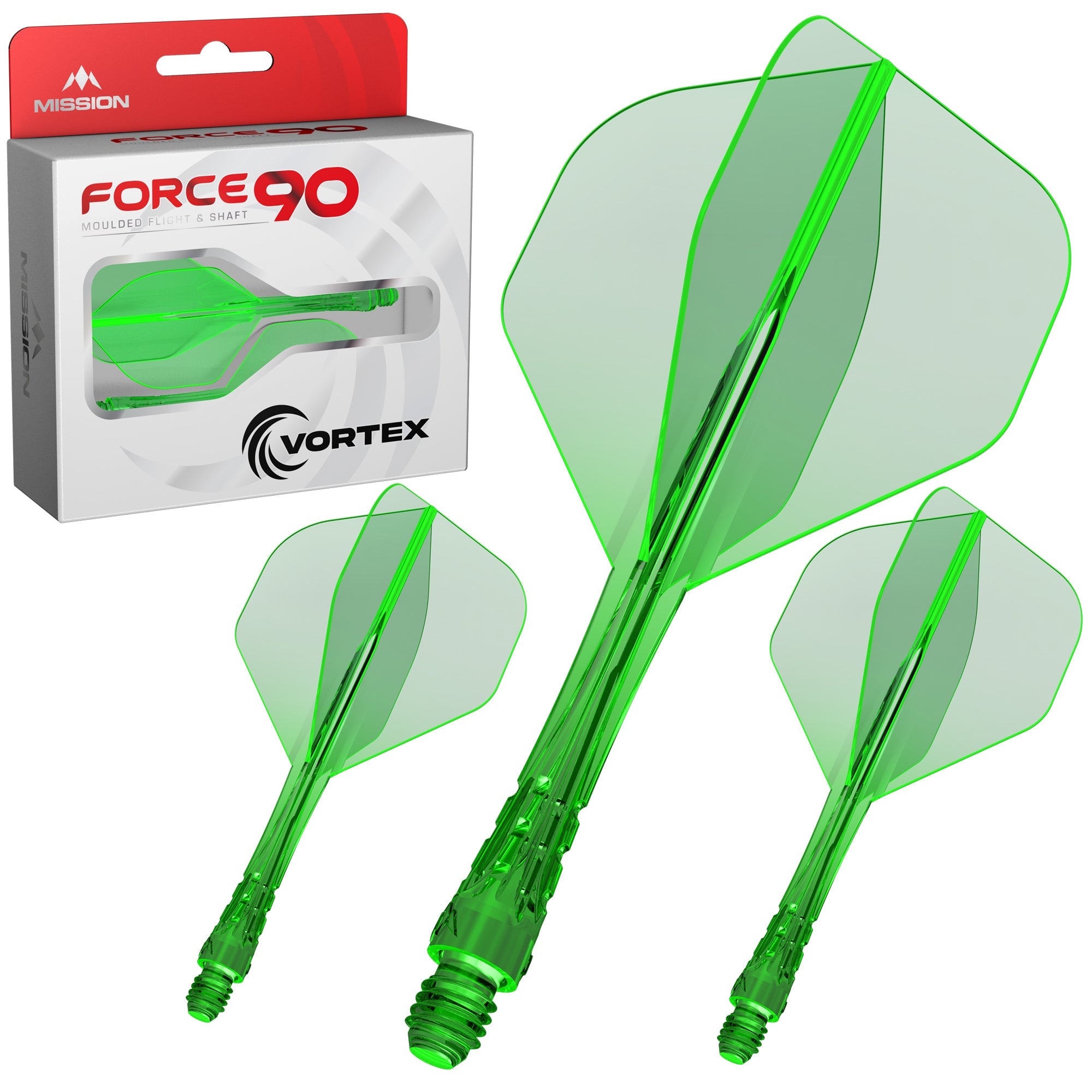 Mission Force 90 Vortex Vert fluo No.6 Medium 34,3 mm - système ailette et tige Mission