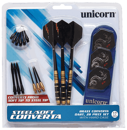 Pack 3 jeux fléchettes Unicorn Converta acier et soft tip 17g