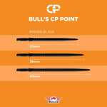 Longueurs des pointes Bull's CP Ringed Grip noires