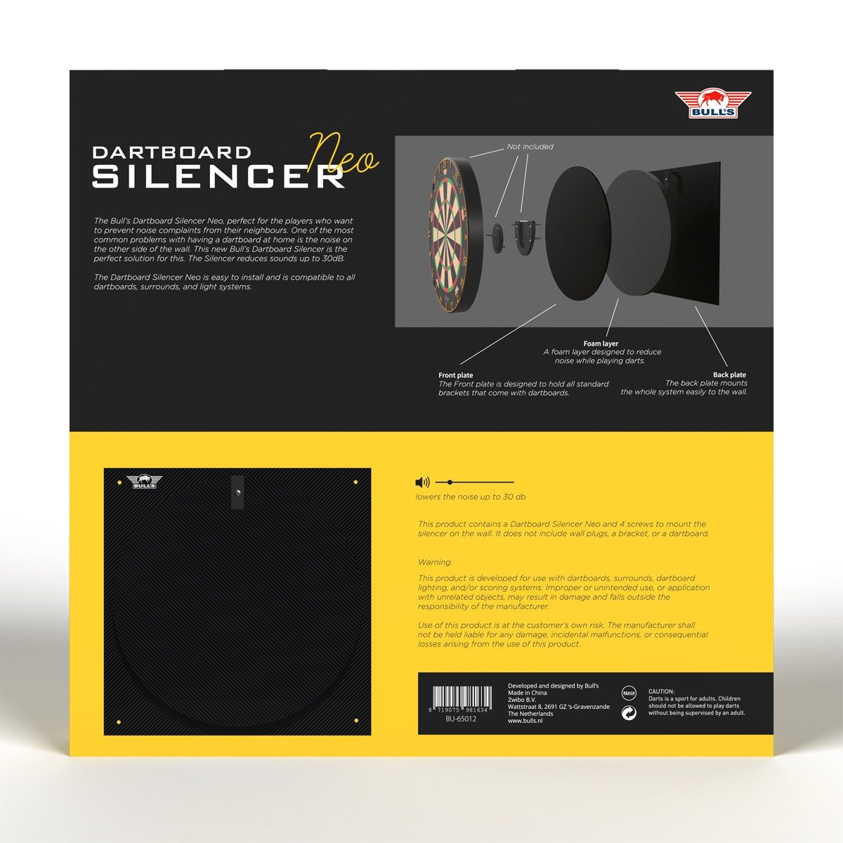 Dos de l'emballage du Bull's Silencer Neo
