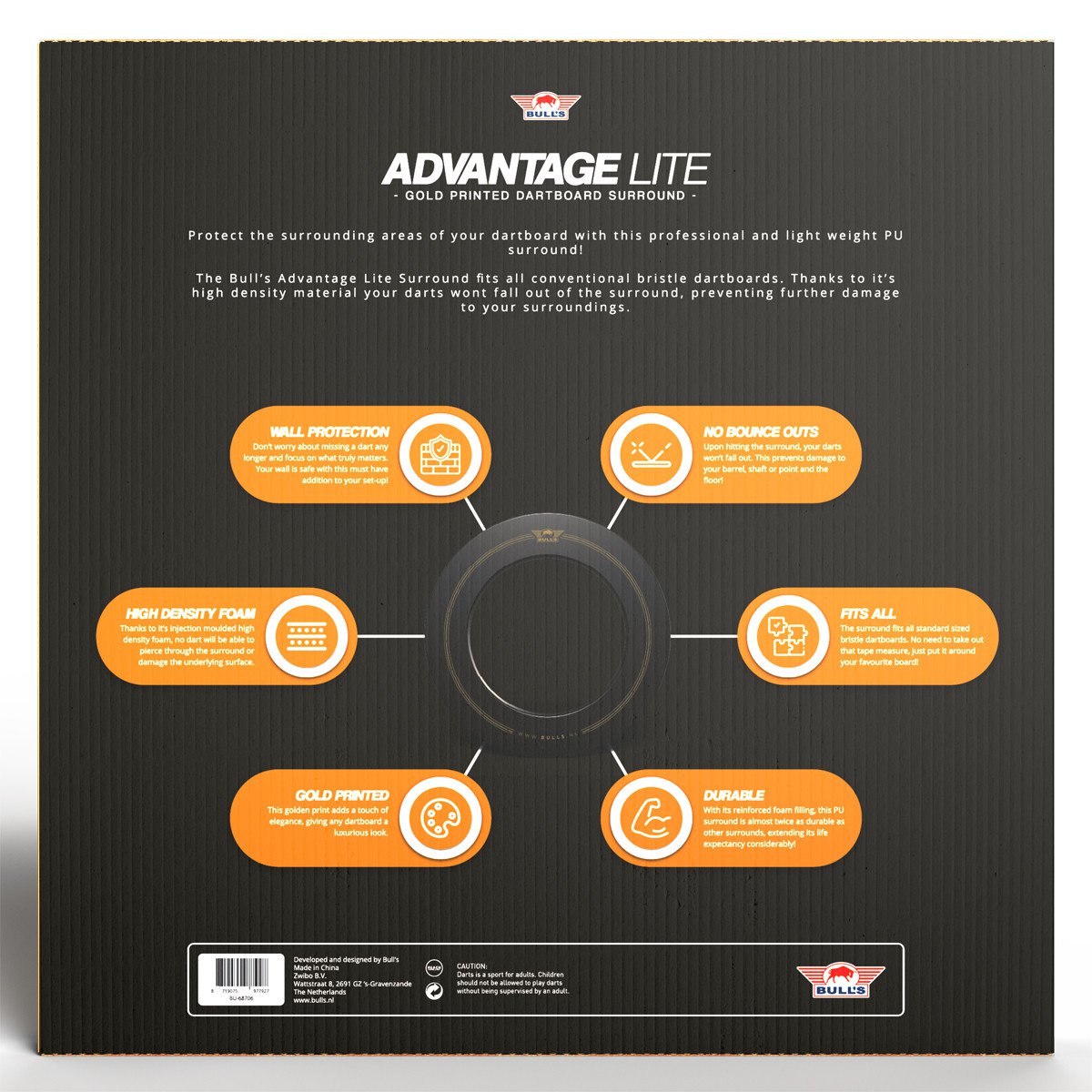 Dos de l'emballage du surround Bull's Advantage Gold