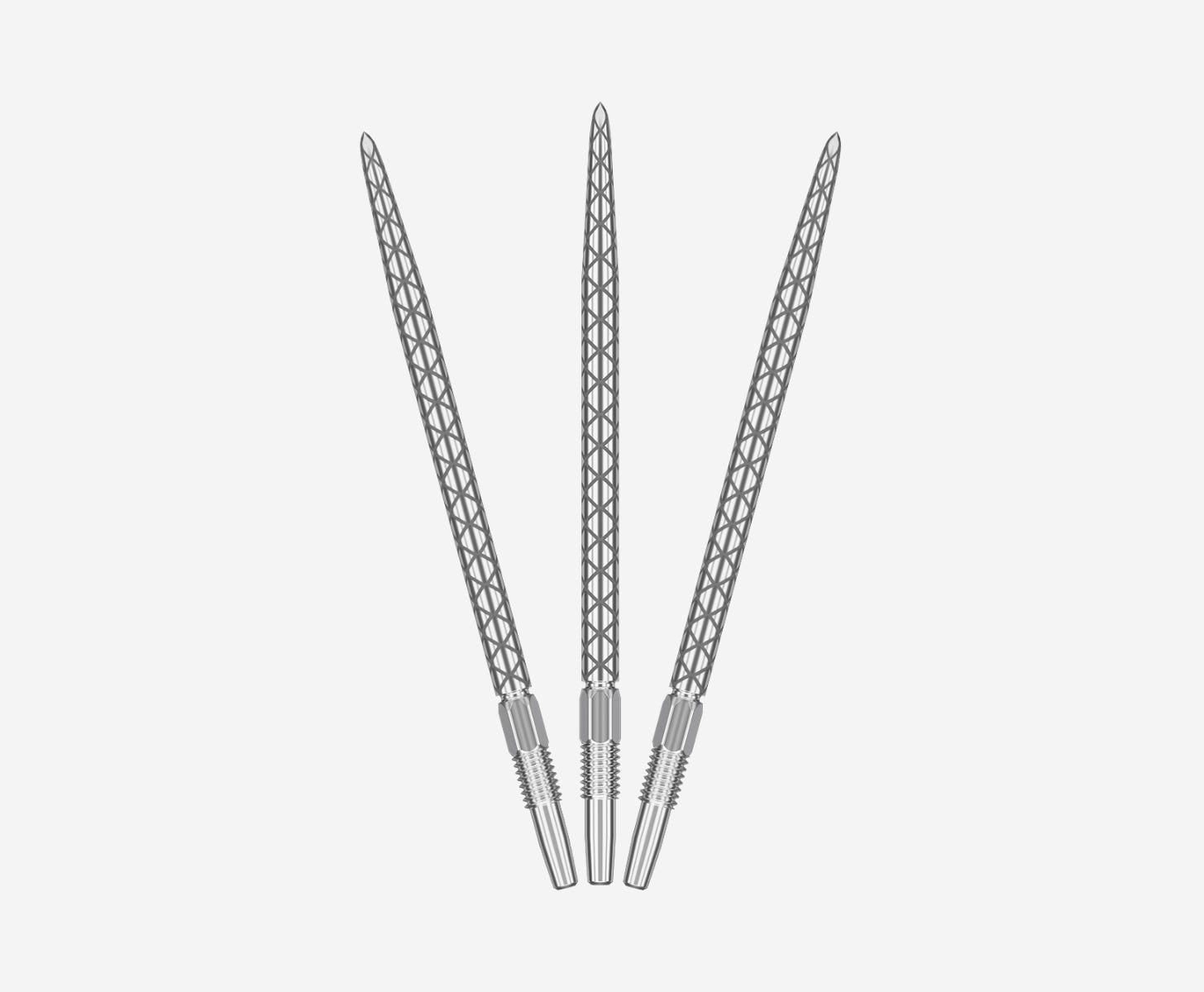 Pointes Target Swiss Point Diamond Pro Argent 40 mm – vue en éventail