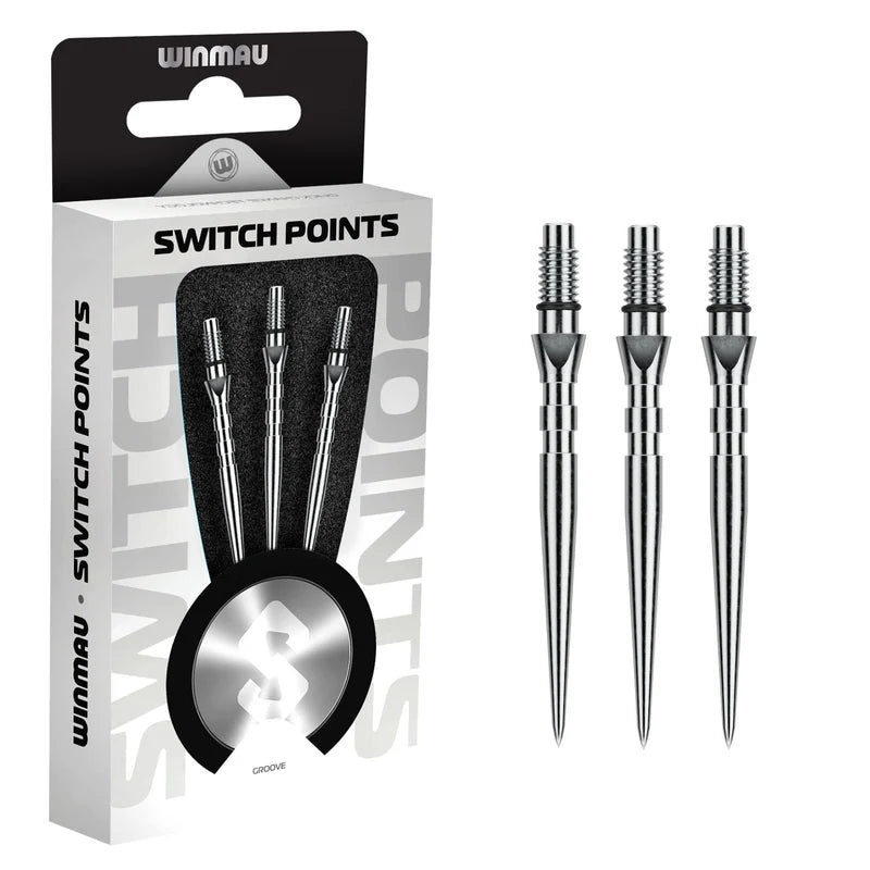 Pointes Acier Winmau Switch Point Groove Argent – 30 mm