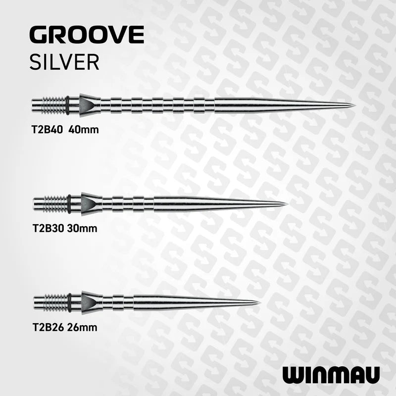 Pointes Acier Winmau Switch Point Groove Argent – 30 mm