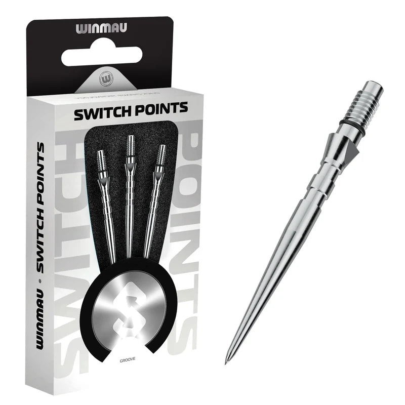Pointes Acier Winmau Switch Point Groove Argent – 30 mm