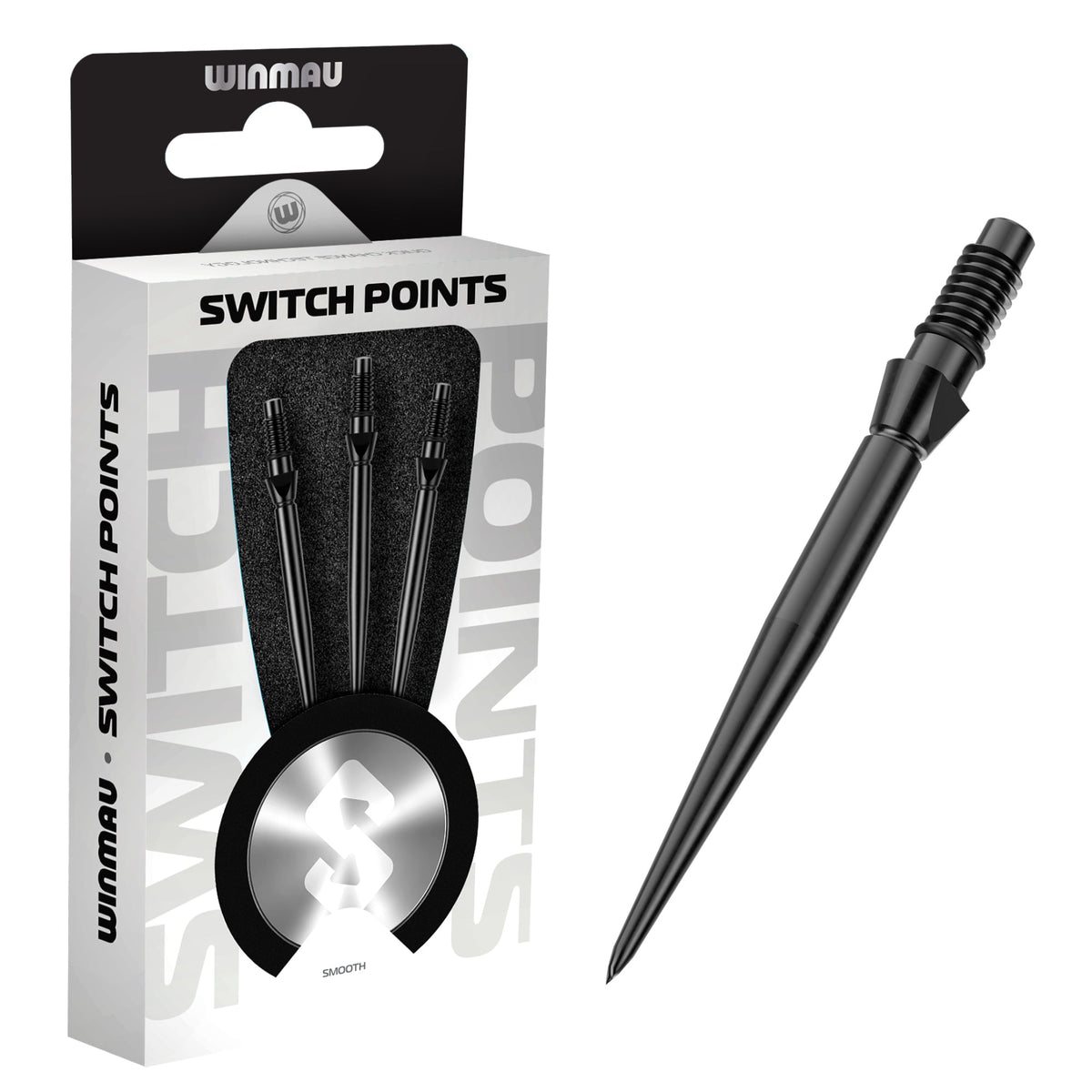 Pointes Winmau Switch Point Smooth noir 30 mm – blister et pointe